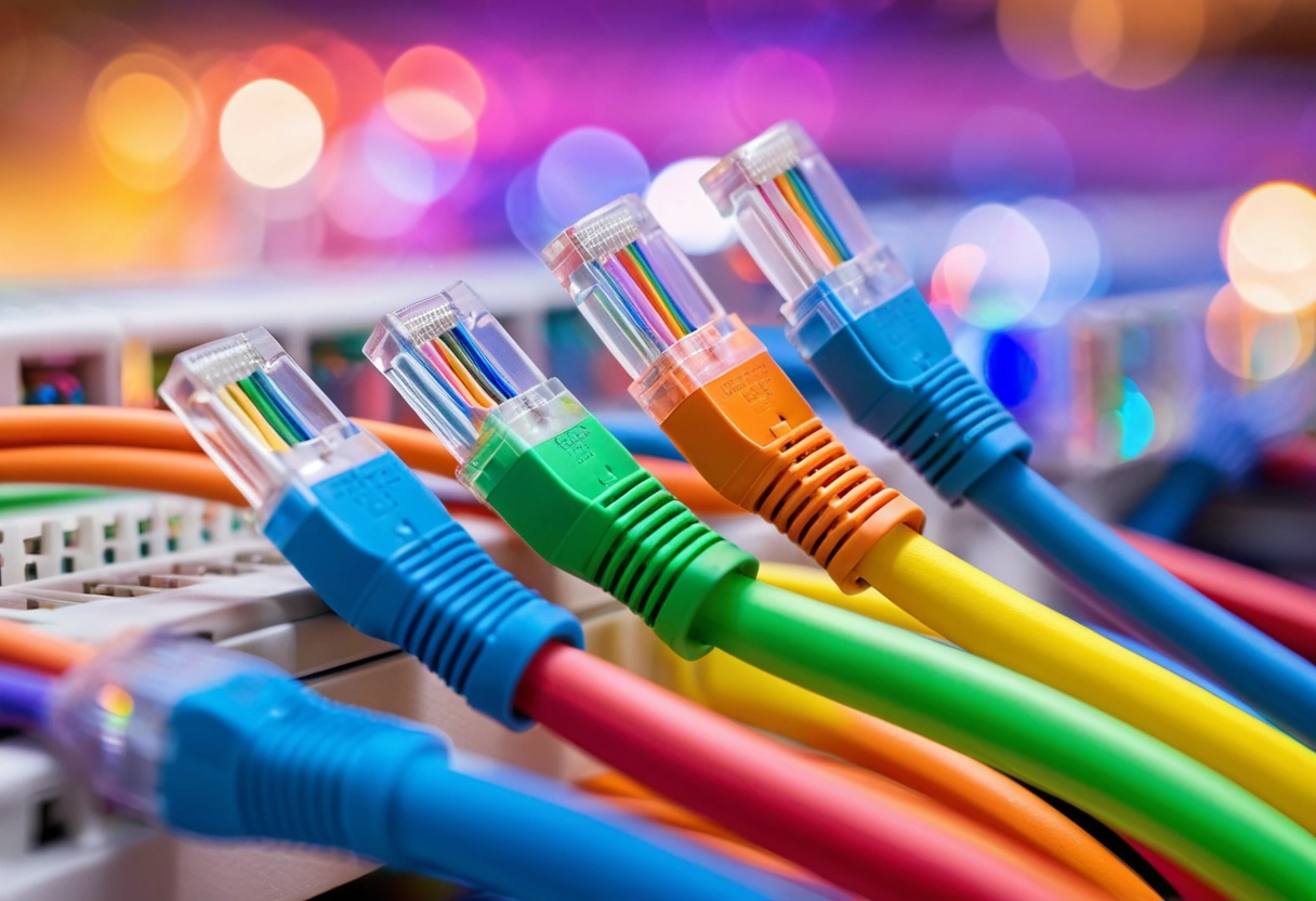 Colourful patch cables in a switch