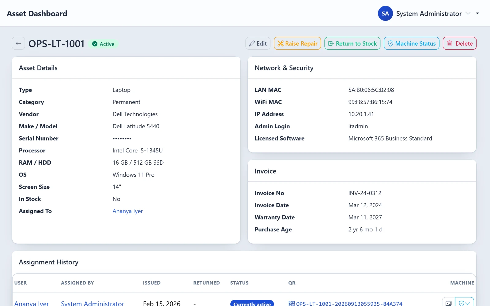 OpsPane asset record
