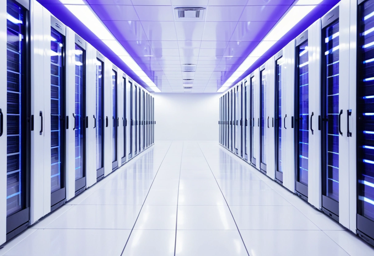 A bright, clean server room